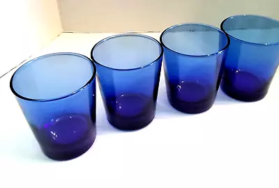 Buy 4 12 Oz Anchor Hocking Cobalt Blue Tumblers Mint Condition • 23.06£