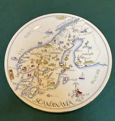 Buy Vintage 10  Collectors Plate SCANDINAVIA Royal Tuscan Bone China England Map • 28.60£