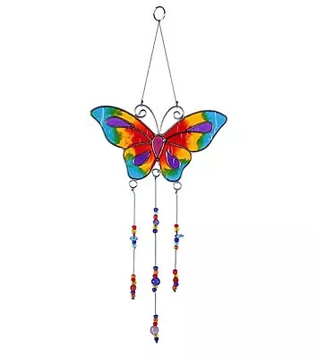 Buy BLUE/YELLOW BUTTERFLY SUN CATCHER - Stained Glass Effect With FREE WINDOW SUCKER • 7.99£