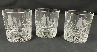 Buy Edinburgh Scotland Crystal 3 1/4  Old-Fashioned Glasses Etched Golfer LOT OF 3 • 72.39£