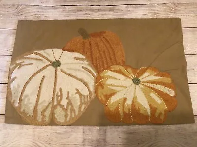 Buy POTTERY BARN Pumpkin Crewel Embroidered Lumbar Pillow Cover 16”x 26” • 35.54£