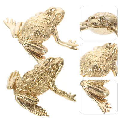 Buy  2 Pcs Frog Ornaments Brass Office Lucky Toad Animal Sculpture Chinese Statue • 9.99£