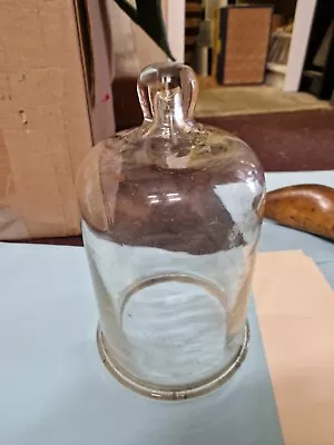 Buy Vintage Handmade Clear Circular Heavy Glass Display Cloche Bell Jar Dome  • 17£