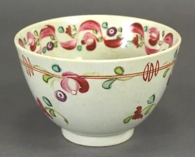 Buy = Antique 18th C. Pearlware Tea Cup Mulberry Flowers, Staffordshire  • 43.16£