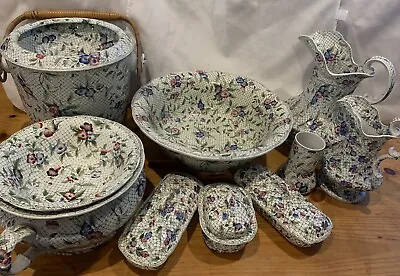 Buy Rare Extensive Antique Minton Wash Stand Set Jug And Bowl Vases Pail Dishes Etc • 249£
