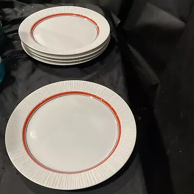 Buy Thomas Rosenthal Germany Arcta Design Orange Platinum Band 5 Luncheon Plates • 42.68£