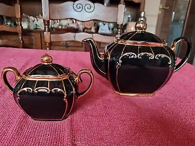 Buy Rare Sadler Black 1922 Teapot Fulll Size With Matching Sugar Pot Both Excellent • 180£