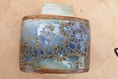 Buy Vintage Attractive Malaysian Tenmoku Pottery Flower Design Wall Pocket / Vase • 10£