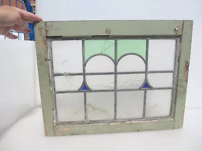 Buy Antique Stained Glass Window Panel Vintage Old Wooden Nouveau Art Deco 21.5 X16  • 40£