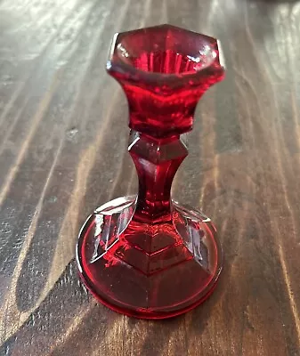 Buy Vintage Indiana Glass Ruby Red Candlestick Candle Holder 4.5”x 3.25” • 12.32£