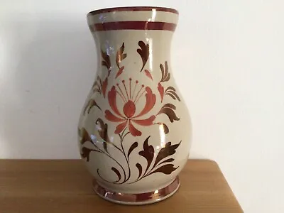 Buy Old Vintage 1950s Grays Pottery Hand Painted Gold Lustre & Beige Vase  • 5.50£