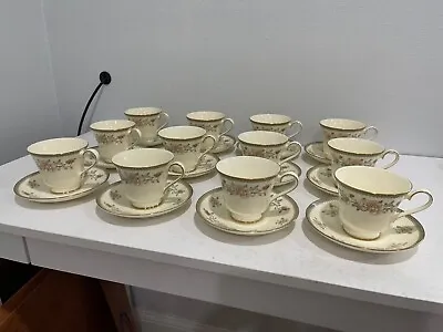 Buy English Minton Porcelain Jasmine Pattern Set Of 12 Cups & Saucers • 263.74£