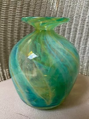 Buy Mdina Glass Vase - Green/Yellow/Amber - Signed Base • 27.50£