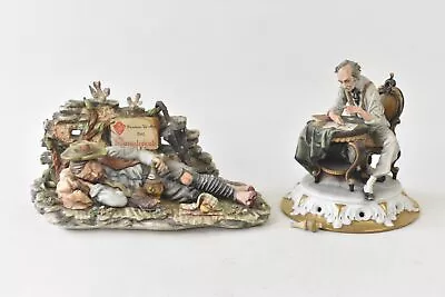 Buy Capodimonte Porcelain Figurines Bundle X 2 Vintage Italian Men Reading & Resting • 29.99£