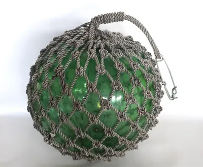 Buy Large Glass Fishing Float Buoy Ball Net Green 30cm Japanese Vintage Object • 213.46£