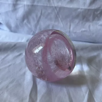 Buy Vintage Swirl Pink Speckled Clear Glass Paperweight • 14£