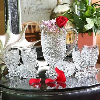 Buy 7PC Pineapple Crystal Style Drinking Glasses With Jug Glass Set • 26.99£