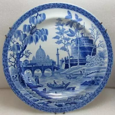 Buy Antique Spode Blue & White Transferware Plate In The Rome/Tiber Pattern C1815 • 115£