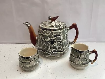 Buy Silver Shield Teapot, Sugar Bowl, Milk Jug By Arthur Wood C1930s England • 49.99£