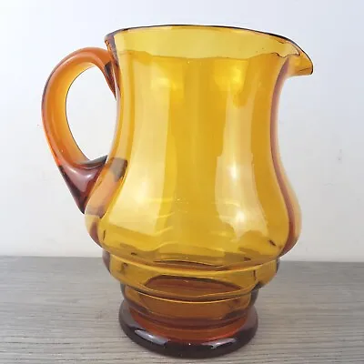 Buy Vintage Glass Pitcher Mid Century Modern Amber Vase Jug MCM Retro Hand Blown • 14.95£