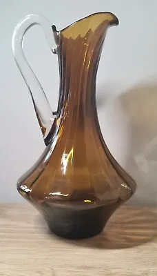 Buy Vintage MCM Amber Glass Water Jug Retro Optic Clear Handle Whitefriars ? • 22£