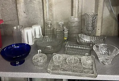 Buy Job Lot Of Vintage Glassware, Vases, Dessert Bowls, Decanters And More • 20£