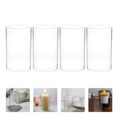 Buy 4pcs Glass Cylinder Candleholders Candle Cup Covers Shade Transparent New • 11.69£