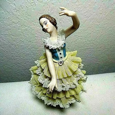 Buy Vintage German Dresden Lace Porcelain 7   Ballerina Dancer Blue Mark  • 52.18£