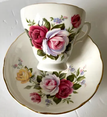 Buy Royal Sutherland Bone China Roses Teacup And Saucer Made In England Circa 1960s • 10.87£