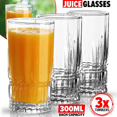 Buy 3x Tumbler Drinking Water Juice Glasses Crystal Glass Highball Dinning Tableware • 5.99£