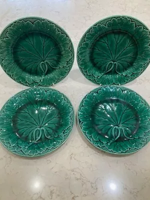 Buy 4 Wedgewood Antique Plates, Green Majolica, 'cabbage' Design, C 1922 • 29.99£