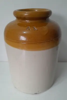Buy Vintage Glazed Stoneware Two-Tone Storage Jar Pot 27cm 10” Rustic Kitchen Decor • 17.95£