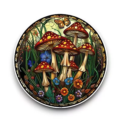 Buy LARGE Mushroom Toadstools Stained Glass Window Design Opaque Vinyl Sticker Decal • 8.95£