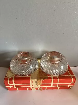 Buy VINTAGE PAIR Of GLASS CANDLESTICK HOLDERS BOXED • 5£