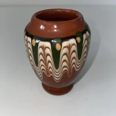 Buy Ceramic Small Vase Height 3 Inch Brown Hand Painted Gift Idea Vintage • 10£