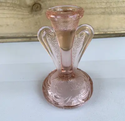 Buy Vintage Candlestick Art Deco Pink Glass Candle Holder Bagley Cottage Style • 10£