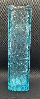 Buy Mid Century Davidson Brama Luna Kingfisher Small Blue Glass Bark Vase 70’s Retro • 19£
