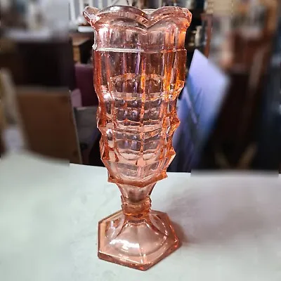 Buy Vintage Pink Pressed Glass Vase, 1930s, *see Description* • 12£