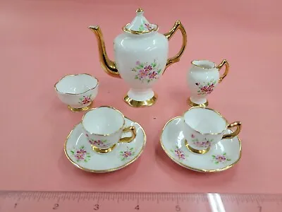 Buy Vintage Staffordshire: Antique Miniature Teapot, Cream, Sugar Cups And Saucer • 37.95£