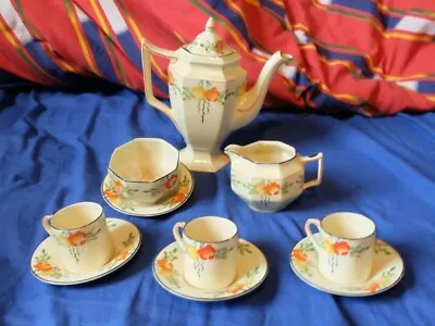 Buy BURSLEY WARE Horace Wain Art Deco TEAPOT , SUGAR, JUG CUPS & SAUCERS Tea Set • 38£