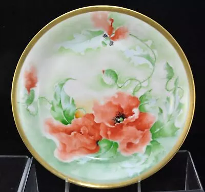 Buy Antique Old Abbey Limoges HP Red Poppy Gold Porcelain 12 Inch Chop Plate 1900 • 57.64£