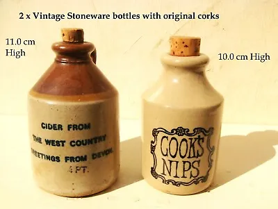 Buy 2 X Kitchen Stoneware Small Jars/ Pots Cider And Cook`s Nips • 9.99£