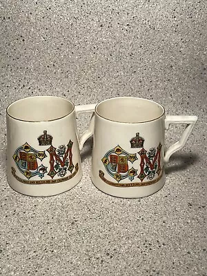 Buy W H Goss George V & Mary Coronation Pair Of Vintage Ceramic Cups Royalty • 5.99£