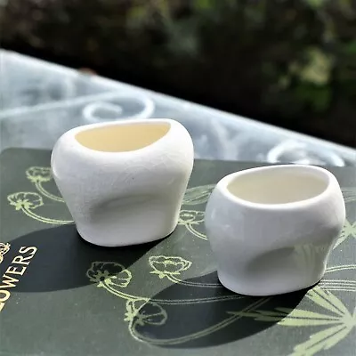 Buy Antique 1920s White Porcelain Crazed Pottery Optical Eye Wash Bath Cup Pair • 40£