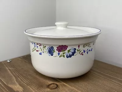 Buy White Ceramic BHS Priory Tableware Large Casserole Dish With Blue Floral Design • 16.99£
