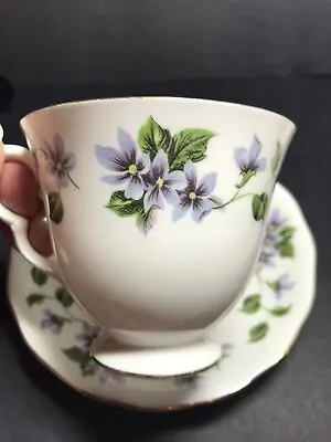 Buy Vintage Queen Anne Ridgway Bone China Violets Tea Cup & Saucer Made In England • 17.08£