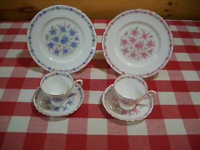Buy Tuscan Trio  Love In The Mist  Pattern-Tea Cup, Saucer & Plate -Pink Or Blue • 38.12£