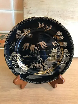 Buy Booths Silicon China Plate - Black & Gold Willow Pattern - 7.5 Inch Diameter • 30£