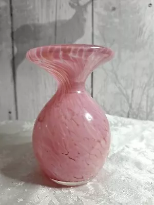 Buy Mdina Small Pink Swirl Glass Vase- Signed • 10.20£