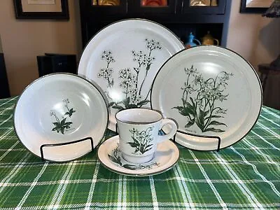 Buy Vintage Noritake Mountain Flowers Stoneware 5 Pc Place Setting Plate Bowl Cup • 14.22£